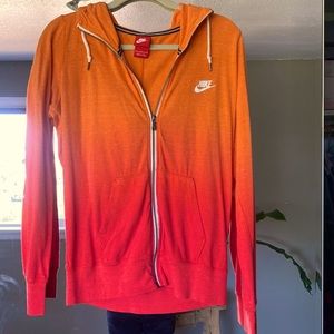 Nike size orange ombré zip up hoodie